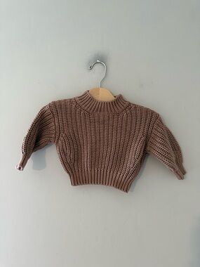 $25 Add ON Quincy Mae Chunky Knit Brown Sweater 3-6M rylee + cru